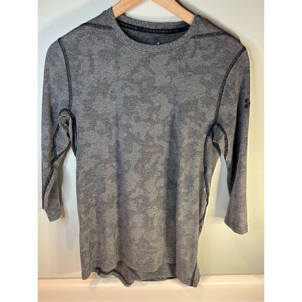 Under Armour Threadborne 3/4 sleeve Fitted Small Training Shirt Gray
